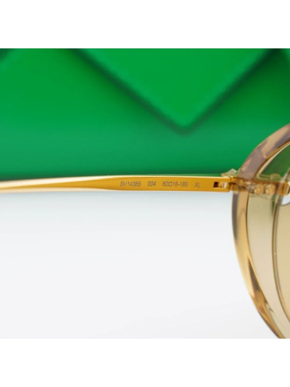 Bottega Veneta BV1436S 004 Square Sunglasses - Shiny Transparent Yellow/Gold